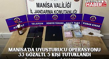 Manisa'da Uyuşturucu Operasyonu 33 Gözaltı, 5 Kişi Tutuklandı