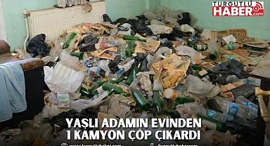 YAŞLI ADAMIN EVİNDEN 1 KAMYON ÇÖP ÇIKARILDI
