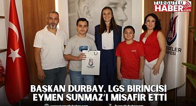 BAŞKAN DURBAY, LGS BİRİNCİSİ EYMEN SUNMAZ’I MİSAFİR ETTİ