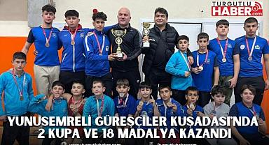 YUNUSEMRELİ GÜREŞÇİLER KUŞADASI'NDA 2 KUPA VE 18 MADALYA KAZANDI