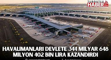 HAVALİMANLARI DEVLETE 344 MİLYAR 648 MİLYON 402 BİN LİRA KAZANDIRDI