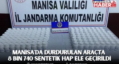 Manisa'da otoyolda durdurulan araçta 8 bin 740 sentetik hap ele geçirildi