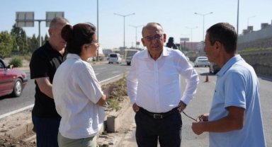 Belediye Başkanı Çetin Akın, İzmir - Ankara Kara Yolu'ndaki çalışmaları inceledi
