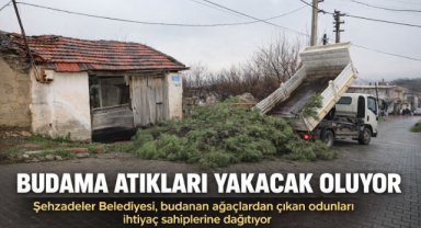 Şehzadeler Belediyesi budama atıklarını ihtiyaç sahiplerine yakacak olarak dağıtıyor
