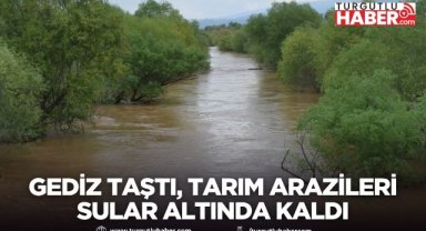 Gediz Nehri taştı, Turgutlu Ovası'nda tarım arazileri sular altında kaldı