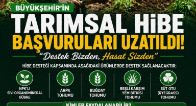 Büyükşehir'in tarımsal hibe başvuruları uzatıldı