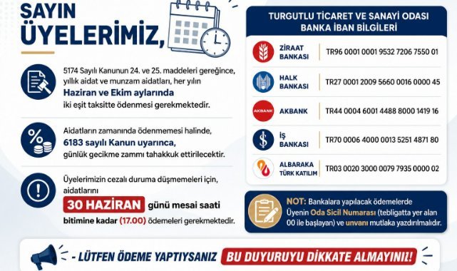 TUTSO Üyelerine Aidat Hatırlatması: Son Ödeme Tarihi 30 Haziran