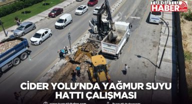 Cider Yolu'nda yağmur suyu hattı çalışması